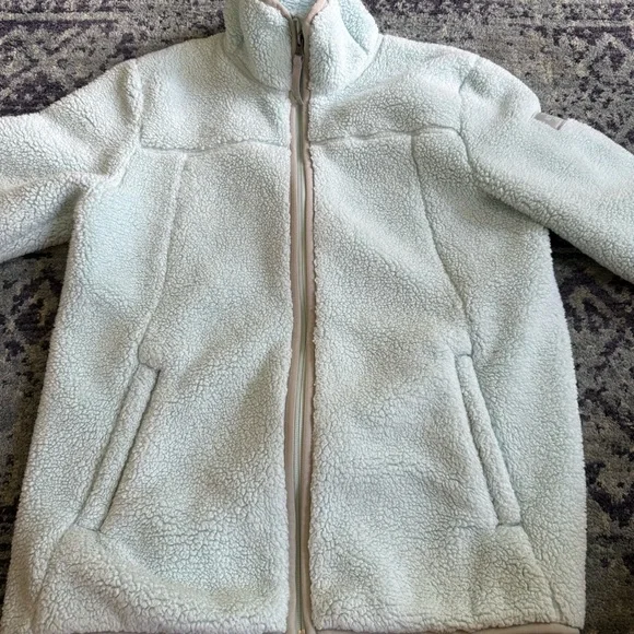 The North Face Kid’s Sherpa Mint Green Fleece Zip-Up Jacket - Picture 3 of 9
